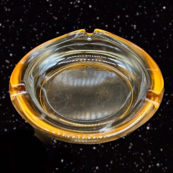 Mid Century Light Amber Art Glass Ashtray MCM Cigar Glass Tray 4.25”Wide - Picture 9 of 9
